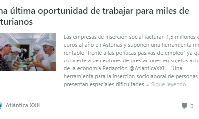 Artículo sobre las empresas de inserción asturianas en la revista Atlántica XXII