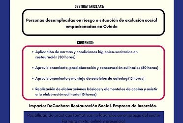 Formación Oviedo Incluye: “Actividades auxiliares de cocina”