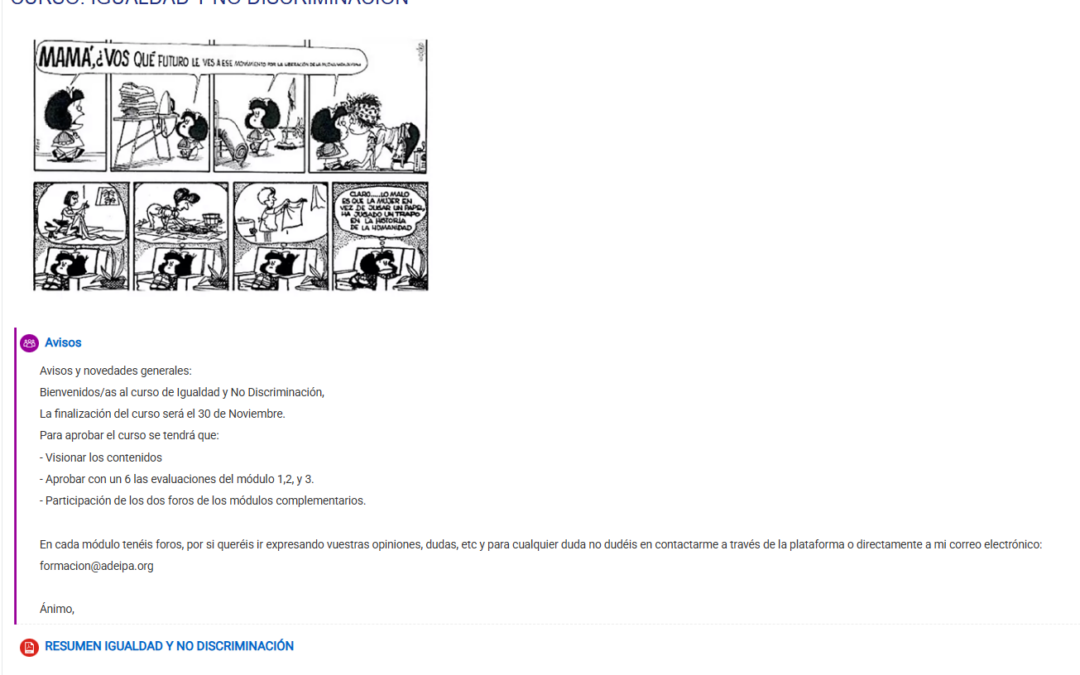 Formación en Igualdad y No Discriminación